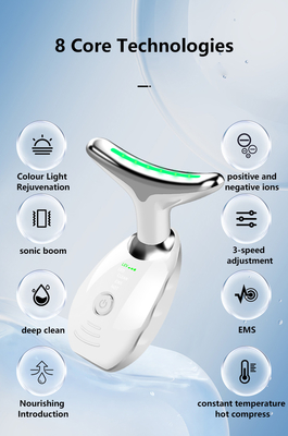 ABS-Massager zur Gesichts-Hals-Liftung aus Edelstahl mit LED-Therapie und Steckdosen