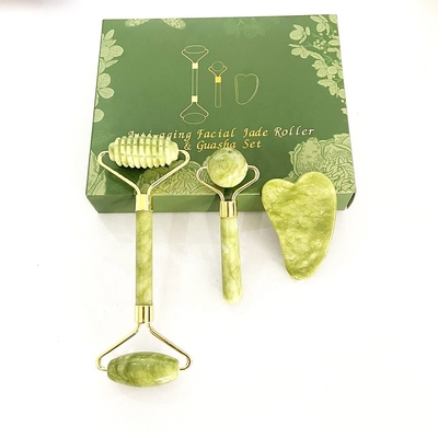 Anti-Aging Naturstein Rosa Weiß Mini Gesichtshaut Custom Magnetische Box Verpackung Grüne Jade Roller