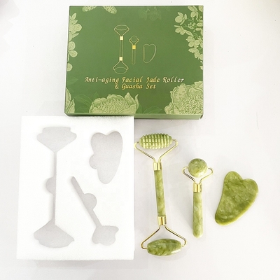 Anti-Aging Naturstein Rosa Weiß Mini Gesichtshaut Custom Magnetische Box Verpackung Grüne Jade Roller