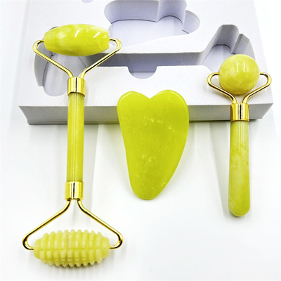 Home Jade Roller mit Natur Xiuyan Stone Beauty Green Gesichts Eis Roller und Custom Box