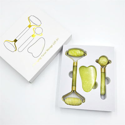 Home Jade Roller mit Natur Xiuyan Stone Beauty Green Gesichts Eis Roller und Custom Box