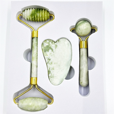 Home Jade Roller mit Natur Xiuyan Stone Beauty Green Gesichts Eis Roller und Custom Box