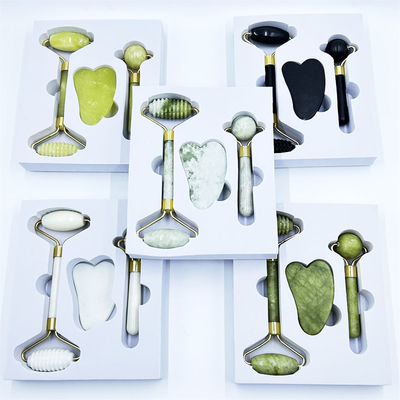 Home Jade Roller mit Natur Xiuyan Stone Beauty Green Gesichts Eis Roller und Custom Box