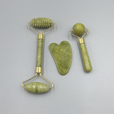 OEM/ODM Rose Quarz Jade Roller Gesichtsstein Massagegerät mit Serumöl und Gunsha
