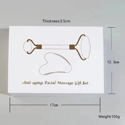 OEM/ODM Rose Quarz Jade Roller Gesichtsstein Massagegerät mit Serumöl und Gunsha