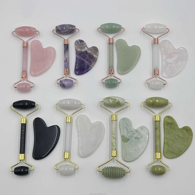100% natürlicher Xiuyan Jade Stein Gua Sha Roll Set für Gesichtslifting und Hautstraffung