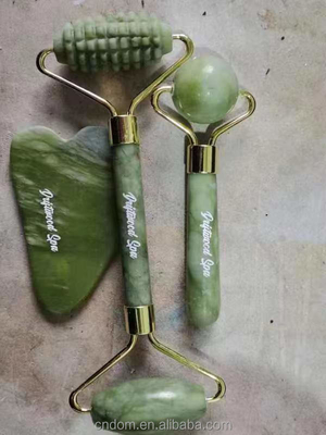 2024 Doppelkopf Xiuyan Stein Jade Roller und Gua Sha Set für Hautpflege Wasserdicht Ja