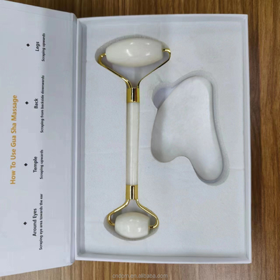 2024 Doppelkopf Xiuyan Stein Jade Roller und Gua Sha Set für Hautpflege Wasserdicht Ja