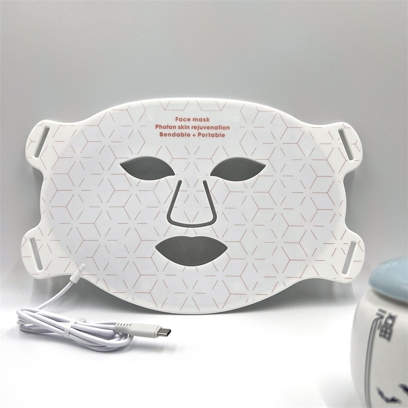Portable Silicone LED Gesichtsmaske Hautpflege 4 Farbverstärkende Faltenentferner für Hals/Hals