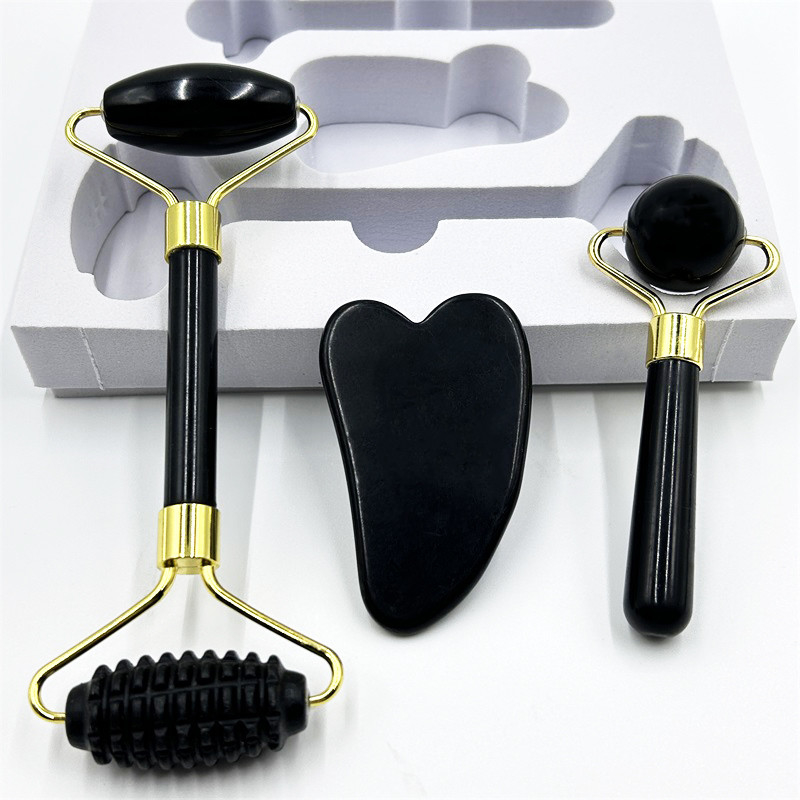 Home Jade Roller mit Natur Xiuyan Stone Beauty Green Gesichts Eis Roller und Custom Box