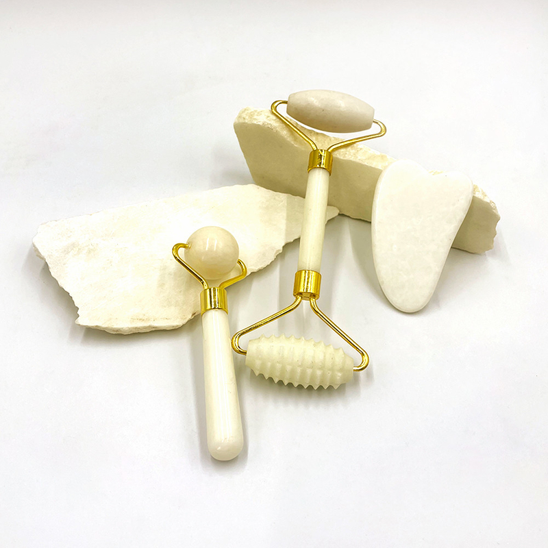 2023 Neueste Modelle Yin Yang Gua Sha Set 100% natürliche Jade-Rolle für Haut und Gesichtspflege